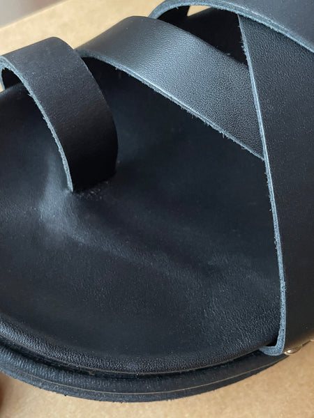 ALOHAS "Buckle Up" Black Leather Platform Sandals (Size EUR 39)