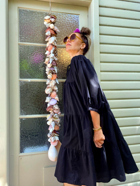 Chowchilla Vintage ARKIE Dress (Midi) • "Black Cotton Voile" • NEW LENGTH