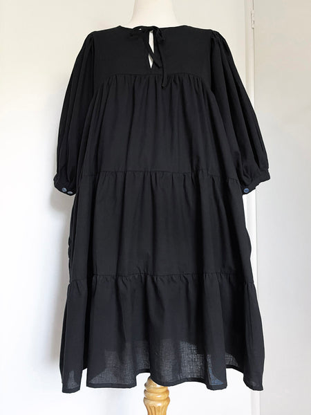 Chowchilla Vintage ARKIE Dress (Midi) • "Black Cotton Voile" • NEW LENGTH