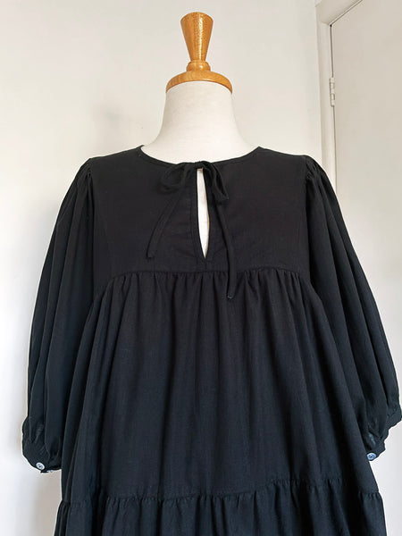 Chowchilla Vintage ARKIE Dress (Midi) • "Black Cotton Voile" • NEW LENGTH