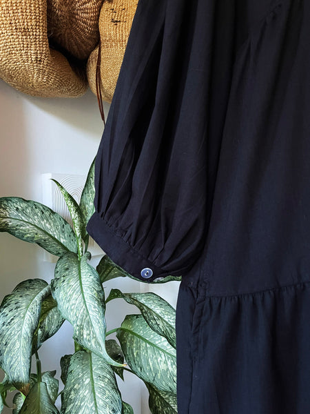 Chowchilla Vintage ARKIE Dress (Midi) • "Black Cotton Voile" • NEW LENGTH