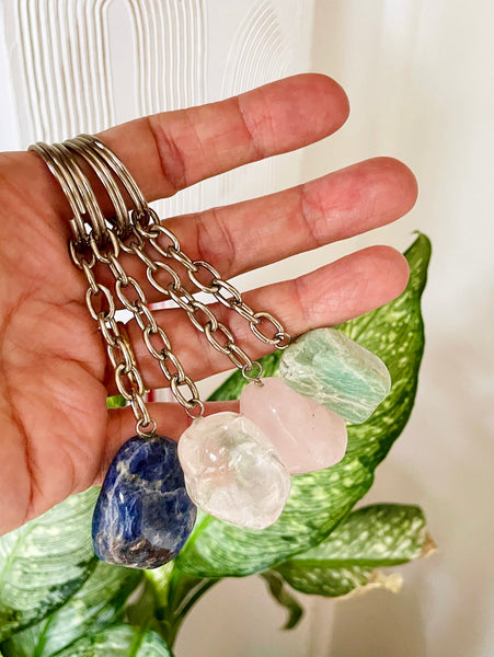 Crystal Key Ring (Sodalite Tumbled)
