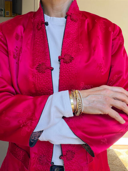 Pre-Loved 1960s Reversible Satin Brocade Jacket • (Size S/M)