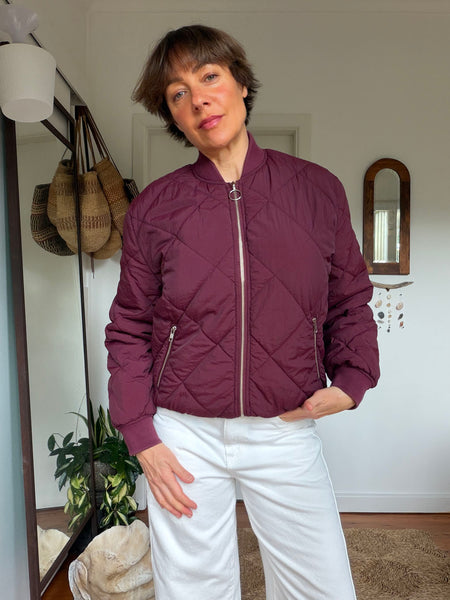 Pre-Loved Quilted Bomber Jacket • Size 6