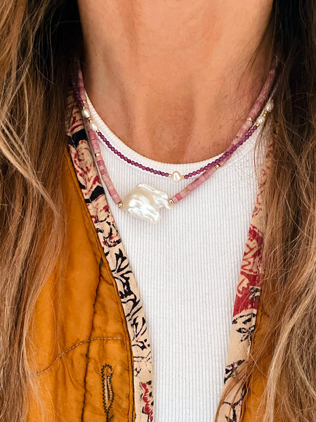 NALU Freshwater Pearl Choker (Plum)