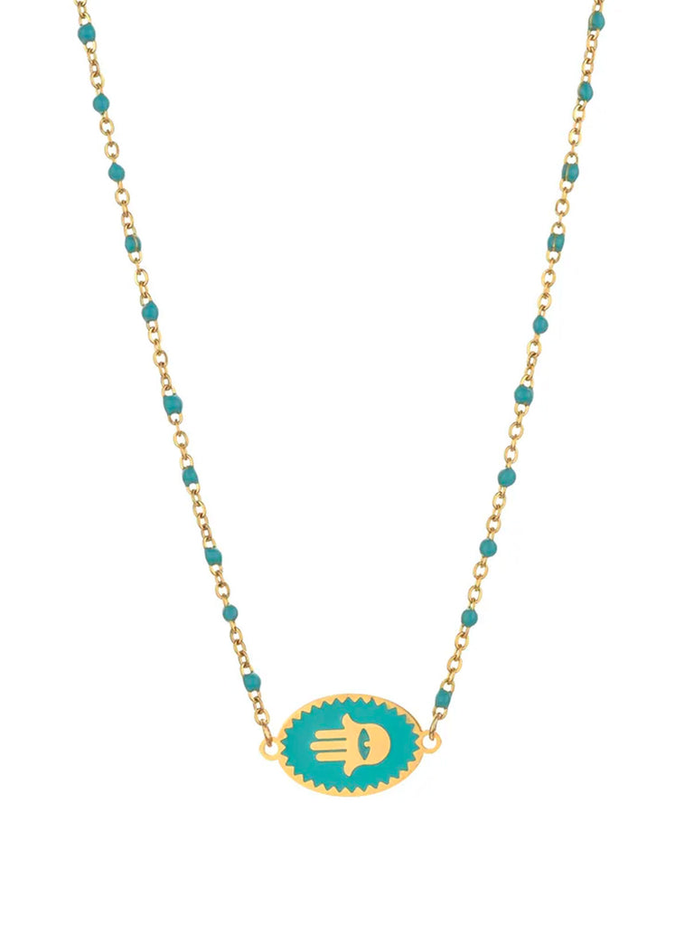 HAMSA Amulet Necklace (Turquoise)