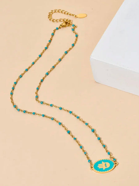 HAMSA Amulet Necklace (Turquoise)