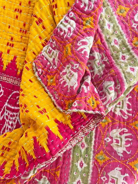 Vintage Indian Reversible Kantha Throw (Number 71)