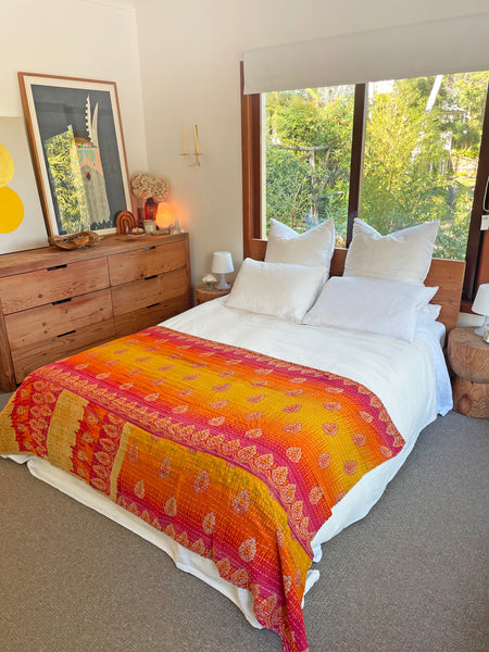 Vintage Indian Reversible Kantha Throw (Number 73)