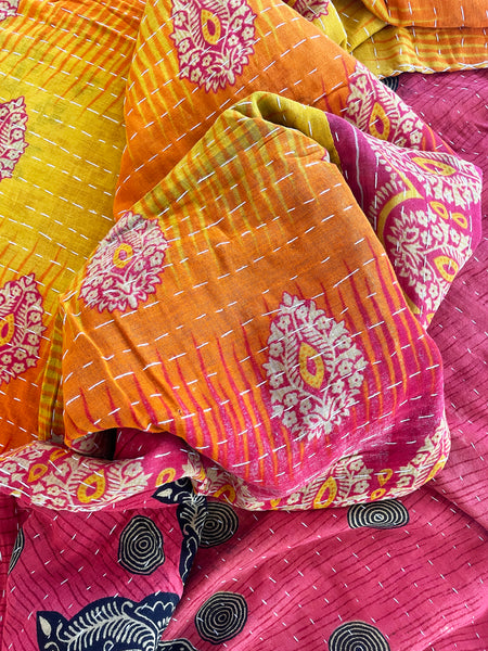 Vintage Indian Reversible Kantha Throw (Number 73)