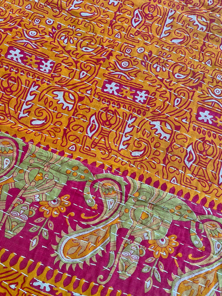Vintage Indian Reversible Kantha Throw (Number 74)