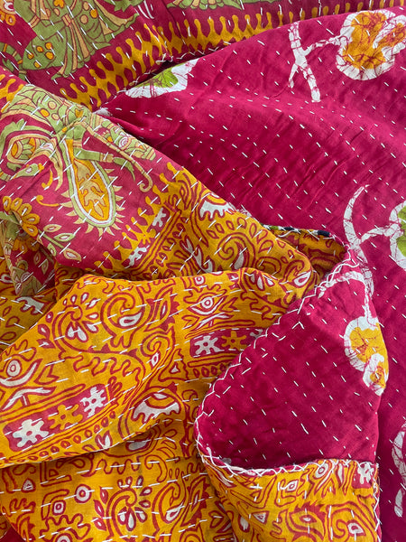 Vintage Indian Reversible Kantha Throw (Number 74)
