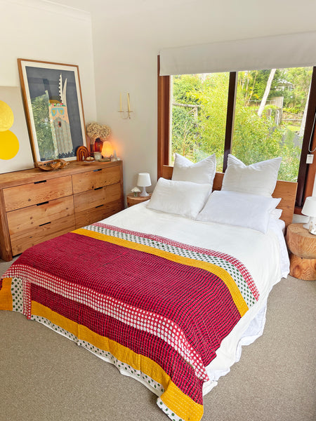 Vintage Indian Reversible Kantha Throw (Number 75)