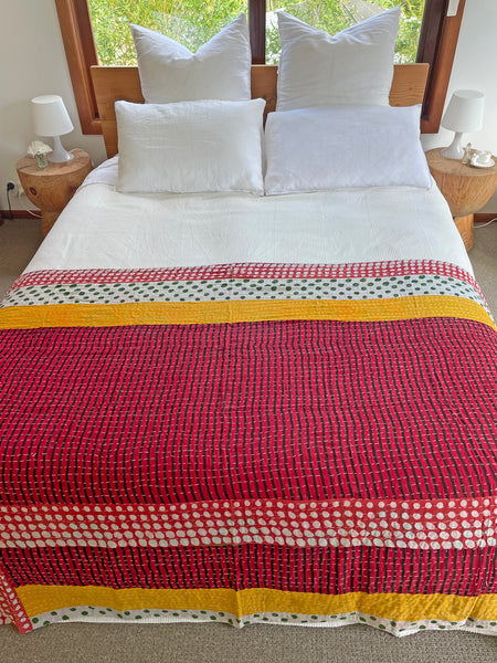 Vintage Indian Reversible Kantha Throw (Number 75)