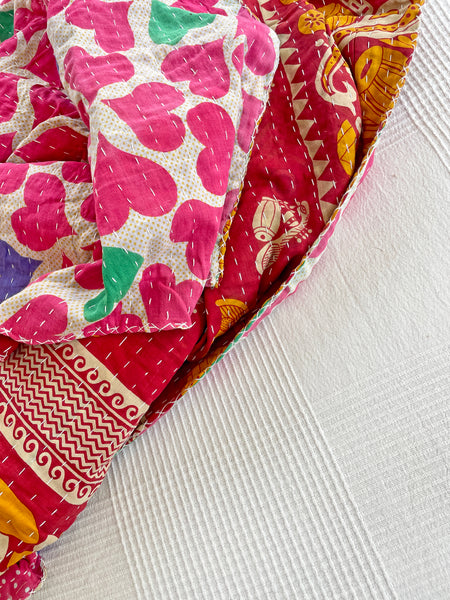 Vintage Indian Reversible Kantha Throw (Number 76)