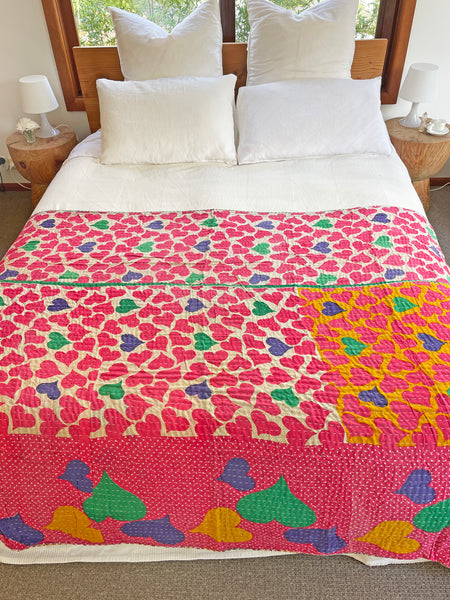 Vintage Indian Reversible Kantha Throw (Number 76)