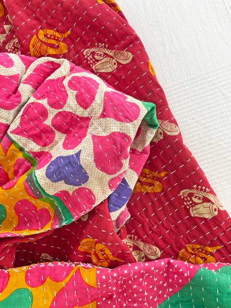 Vintage Indian Reversible Kantha Throw (Number 76)