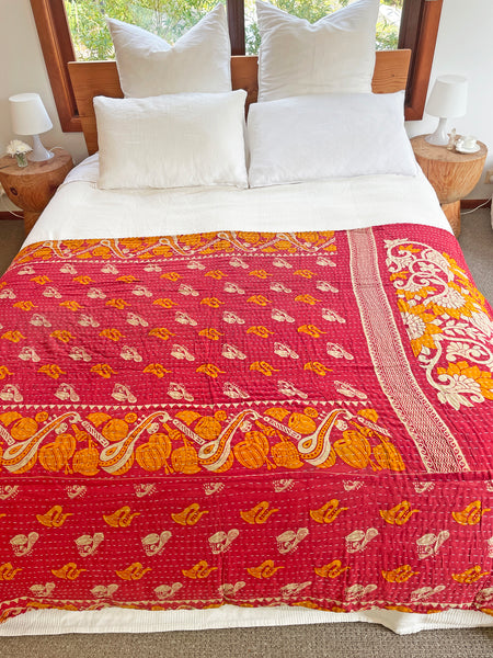 Vintage Indian Reversible Kantha Throw (Number 76)