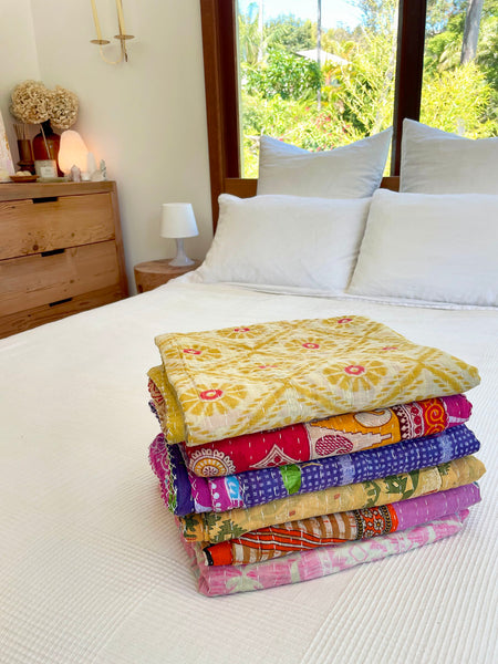 Vintage Indian Reversible Kantha Throw (Number 47)