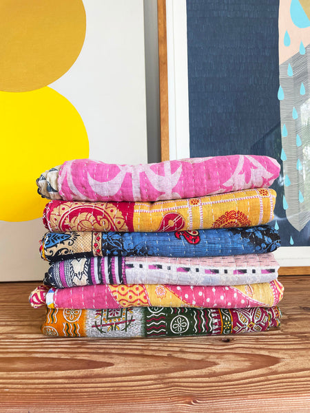 Vintage Indian Reversible Kantha Throw (Number 66)