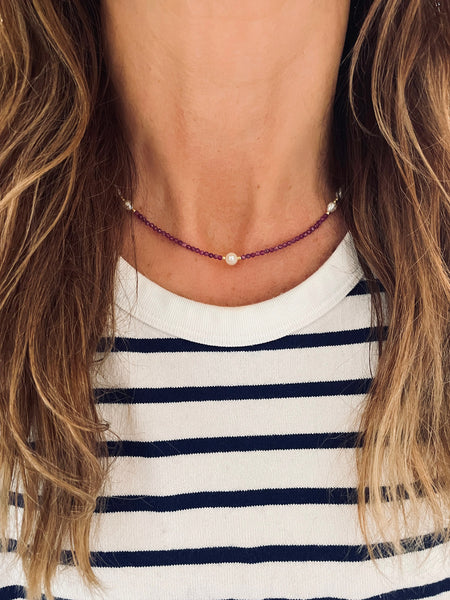 NALU Freshwater Pearl Choker (Plum)