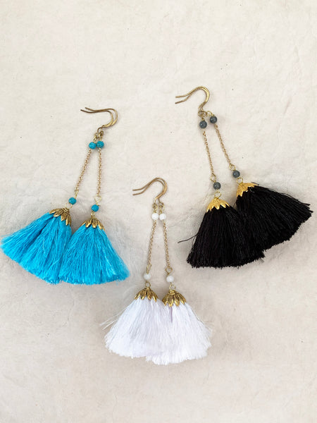 Babylon Tassel Earrings (Aqua)