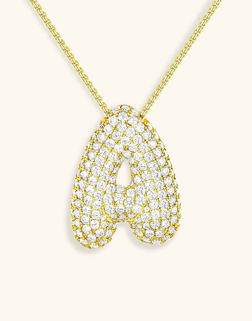 Bubble Diamond Initial Necklace • NEW