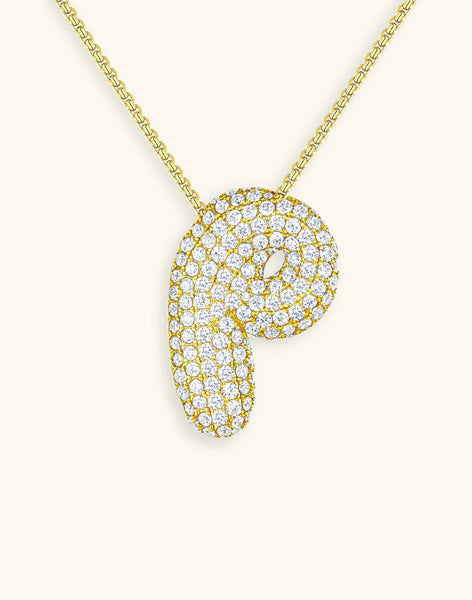 Bubble Diamond Initial Necklace • NEW