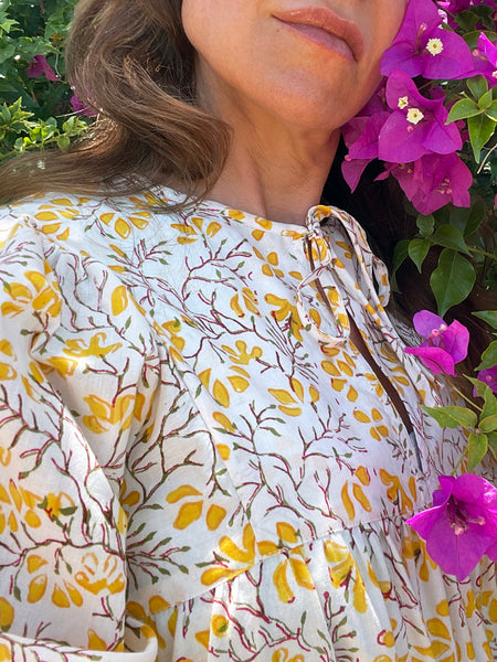 Chowchilla Vintage ARKIE Dress (Midi) • "Yellow Meadow" • NEW