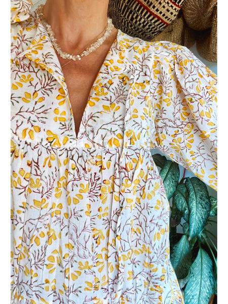 Chowchilla Vintage ARKIE Dress (Midi) • "Yellow Meadow" • NEW