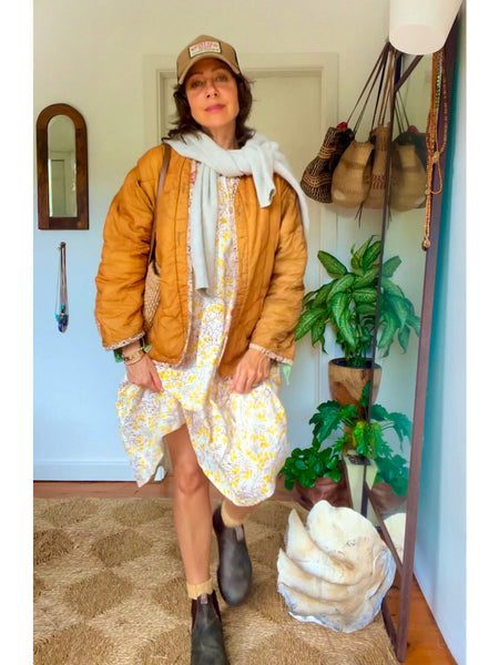 Chowchilla Vintage ARKIE Dress (Midi) • "Yellow Meadow" • NEW