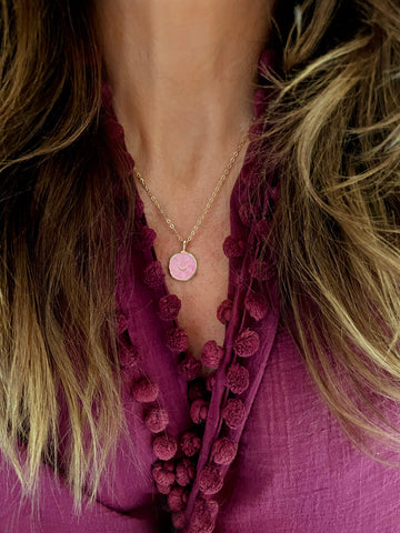 STELLAR Rose Gold Enamel Pendant Necklace (Eclipse Moon) • NEW