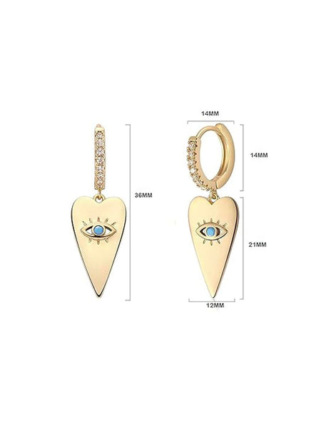 HEART TEMPLE Zircon Huggie Earrings
