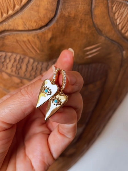 HEART TEMPLE Zircon Huggie Earrings