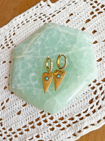 HEART TEMPLE Zircon Huggie Earrings
