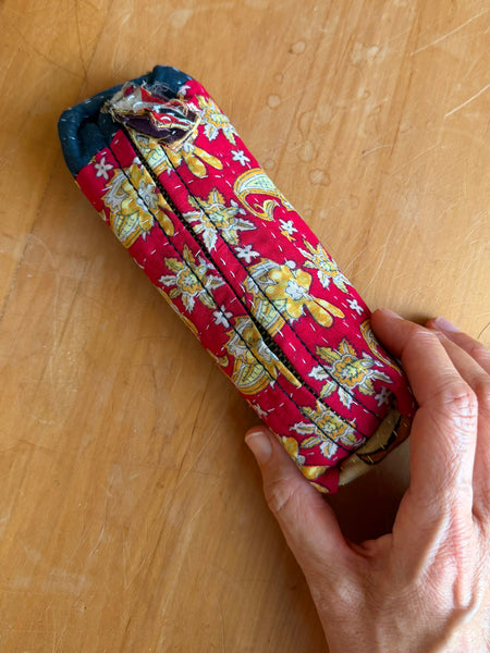 Indian Kantha Fabric Zip Pouch