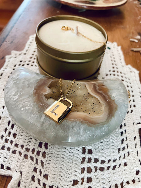 Padlock Diamond Initial Necklace • NEW