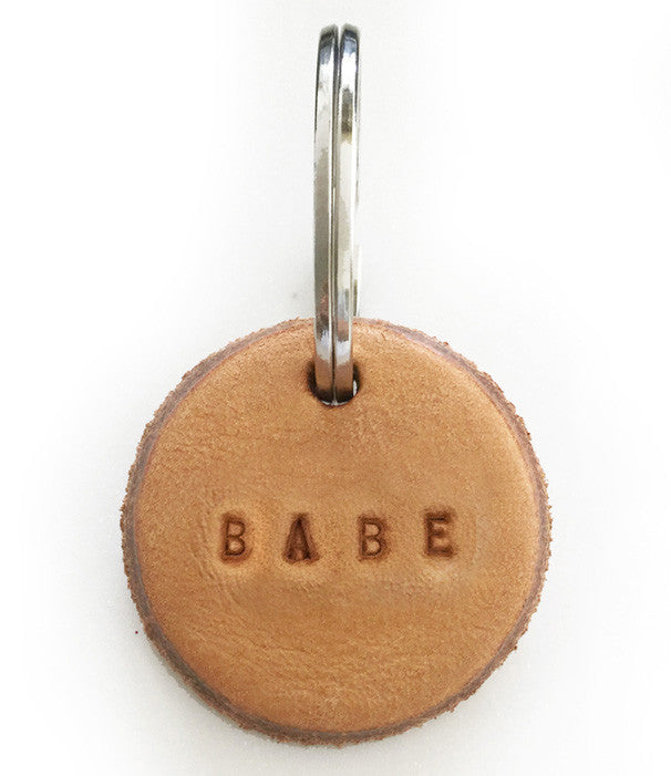 Tan Leather Postcode Key Ring (BABE)