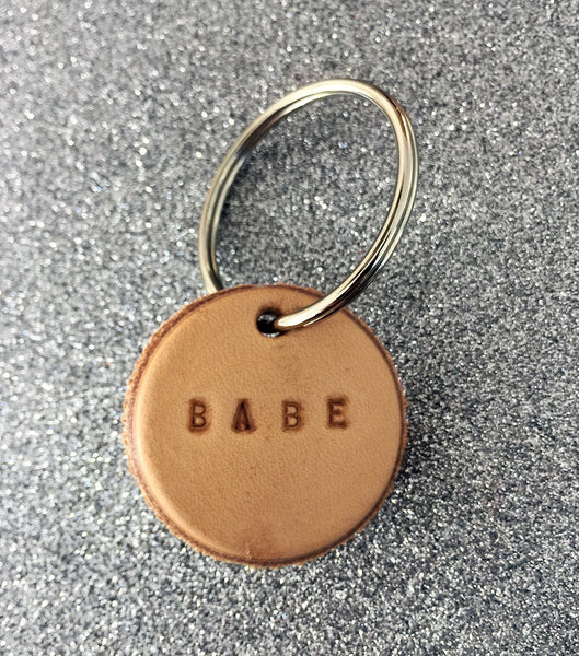 Tan Leather Postcode Key Ring (BABE)
