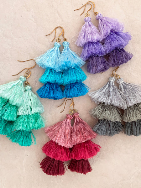 Cascade Tassel Earrings (Mint)