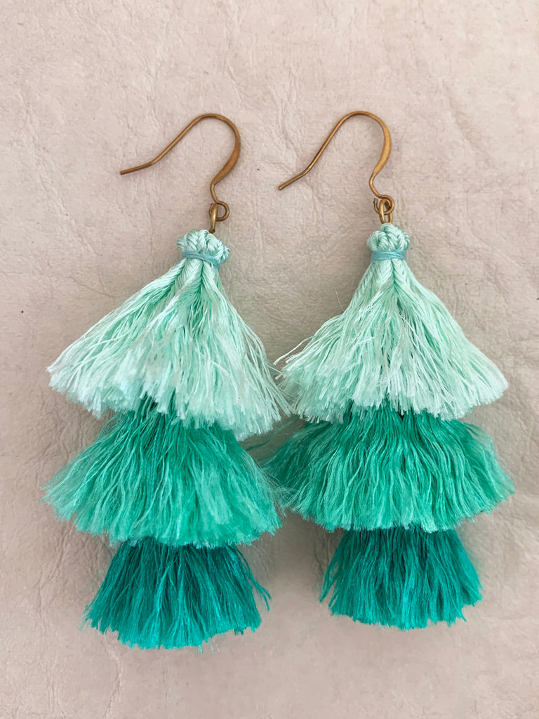 Cascade Tassel Earrings (Mint)