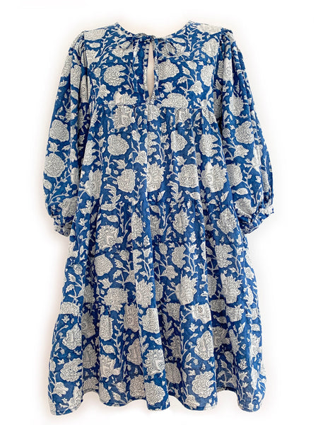 Chowchilla Vintage ARKIE Dress (Midi) • "Cobalt Vine" • NEW LENGTH