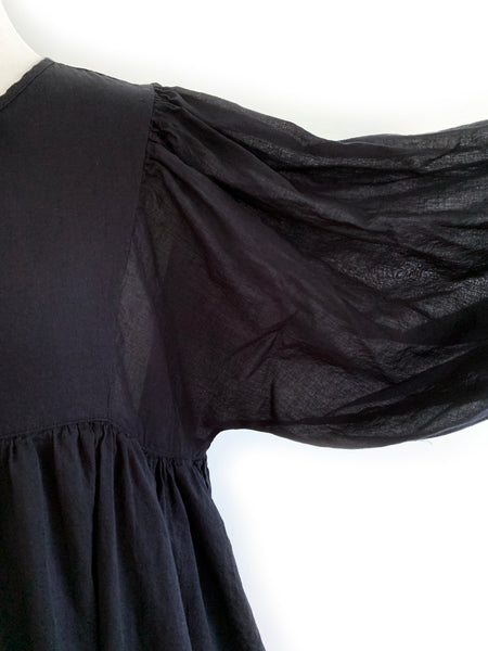 Chowchilla Vintage ARKIE Dress (Midi) • "Black Cotton Voile" • NEW LENGTH