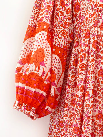 Chowchilla Vintage ARKIE Dress (Long) • "Tangerine" • LAST ONE (Size XS)