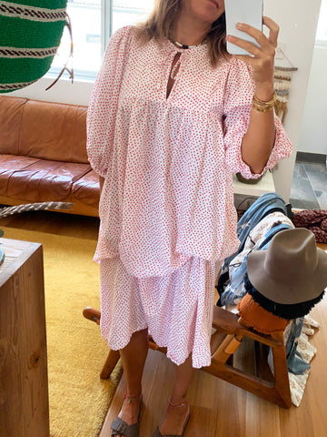 Chowchilla Vintage ARKIE Dress (Long) • "Spotty Dotty Red"