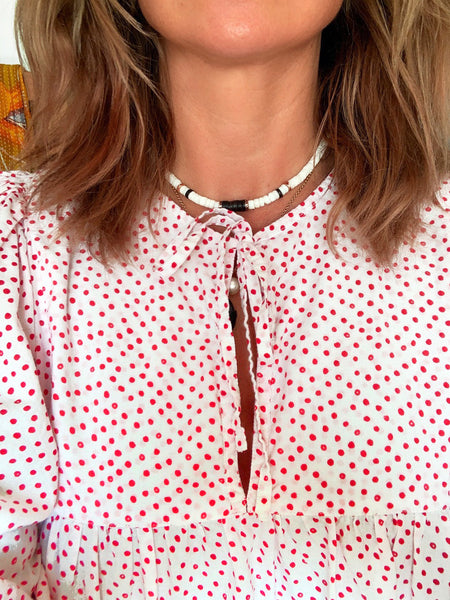 Chowchilla Vintage ARKIE Dress (Long) • "Spotty Dotty Red"