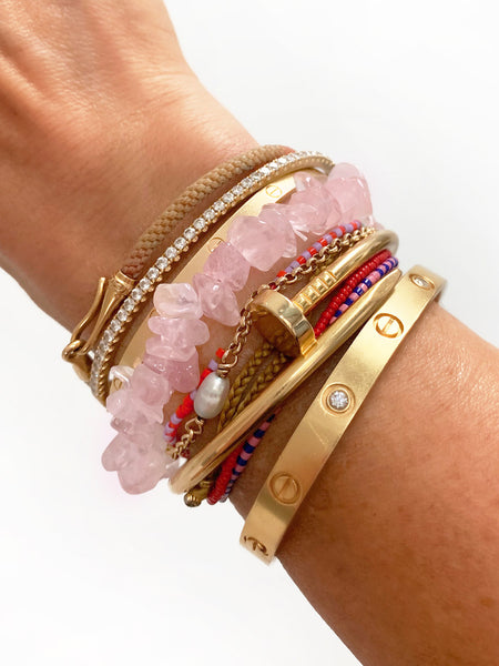 ROSE QUARTZ Cleansing Crystal Chip Bracelet • BACK IN STOCK