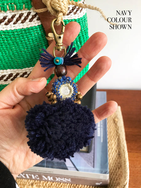 Dream Chaser Embellished Pompom Key Ring (Violet)