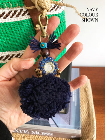 Dream Chaser Embellished Pompom Key Ring (Violet)