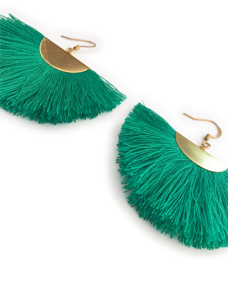 Fanfare Tassel Earrings (Emerald)